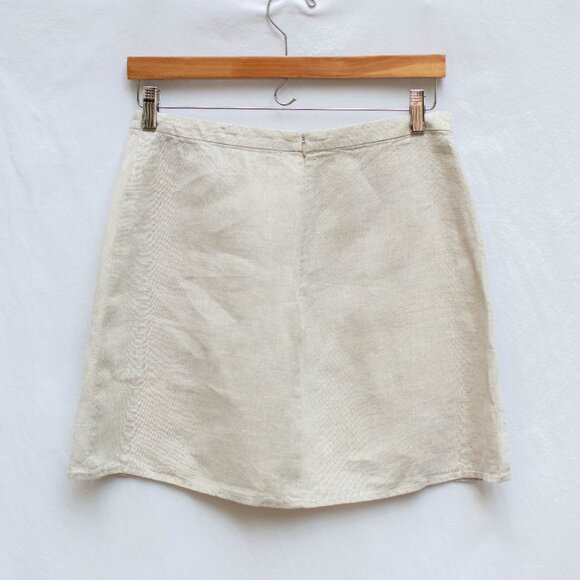 Reformation Mini Skirt Sz 10 W29 Linen Ecru Slit Hem Boho Festival Summer Chic - Picture 2 of 6